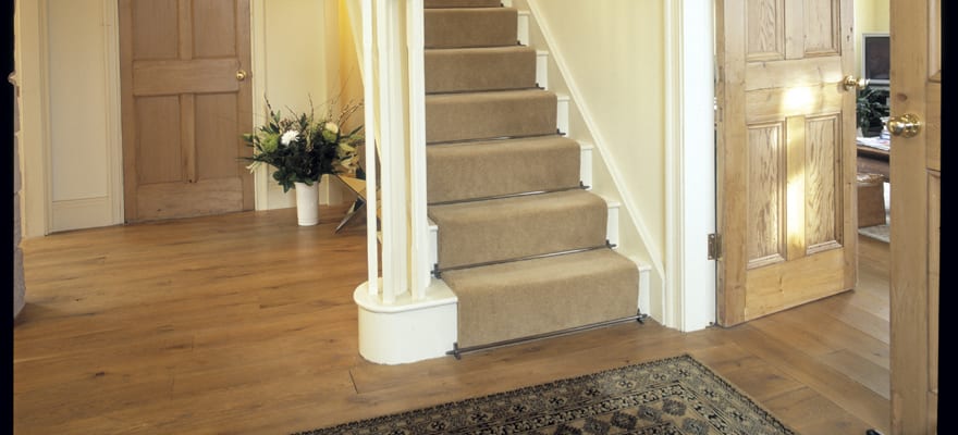 Lancaster antique brass stair rods fitted in hall