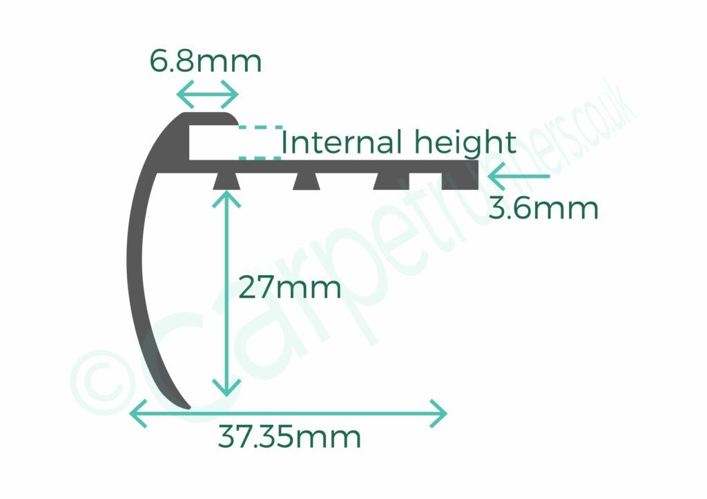 Stair nosing strip for staircase fitted with LVT - product diagram