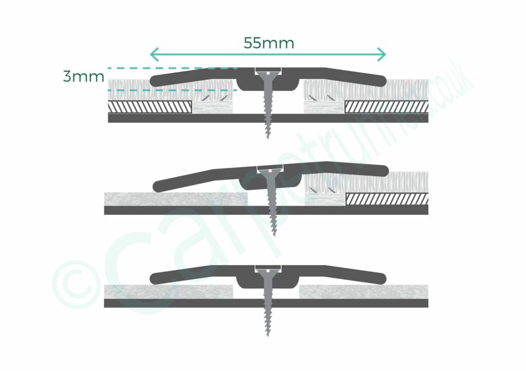 Premier Posh 55 door threshold product diagram with dimensions