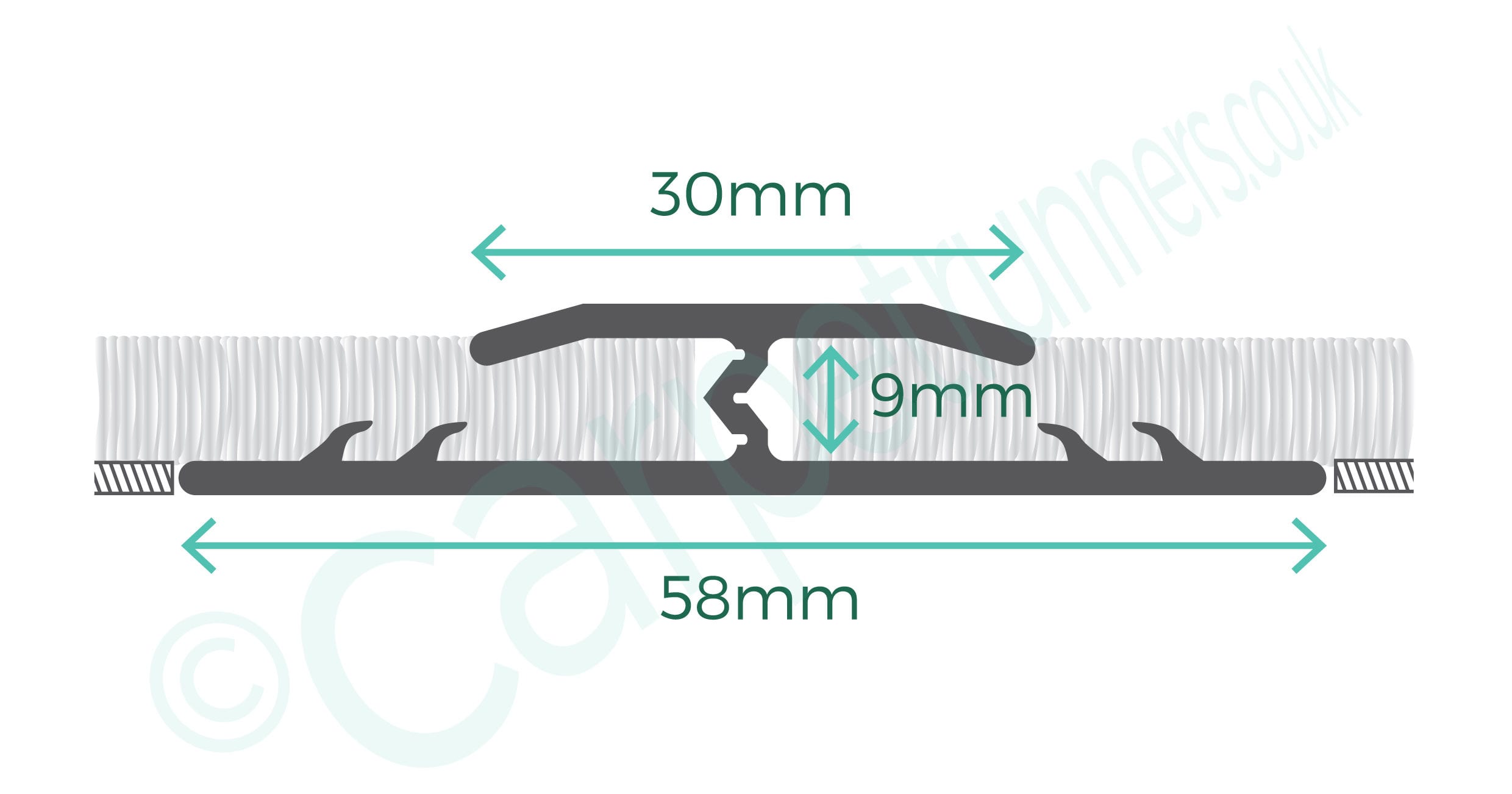 Premier Double Z9 door threshold joins carpets - product diagram