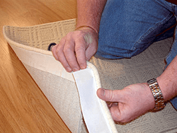 Carpet edging - Easybind showing the underside of the rug