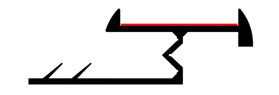 Diagram showing carpet thresholdjoining to a vinyl floor