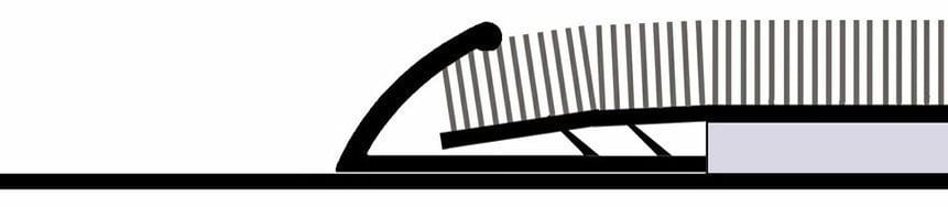 Diagram of Premier Single 9 door thresholds, curved edge, joins carpet to vinyl