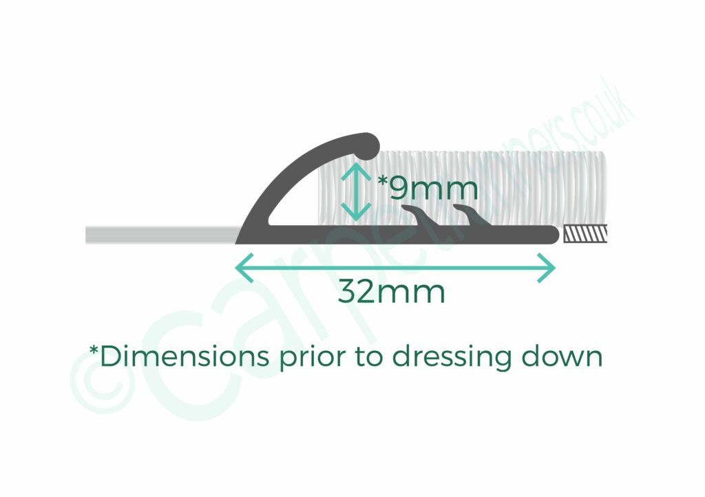Door threshold bars - Premier Single 9 joins carpet to vinyl or floorboards - product diagram