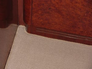 Easybind carpet edging finishes a fitted carpet on a yacht