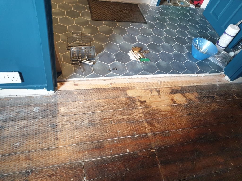 Transition between different floor levels such as thick tiles to floorboards