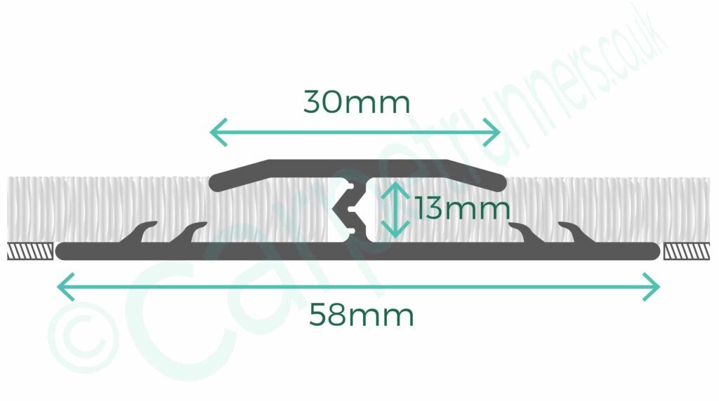 Dimensions of Premier Double Z13 door trim threshold strips for thick carpets